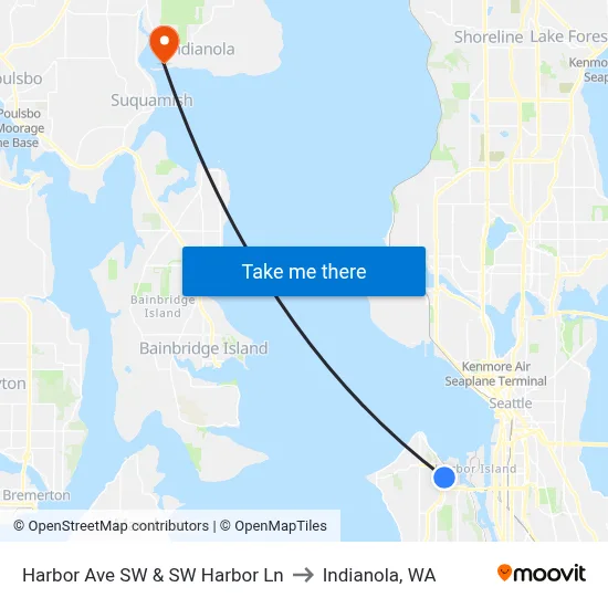 Harbor Ave SW & SW Harbor Ln to Indianola, WA map