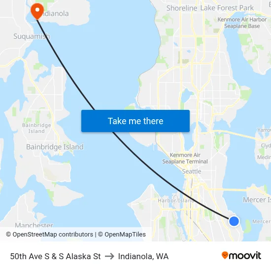 50th Ave S & S Alaska St to Indianola, WA map