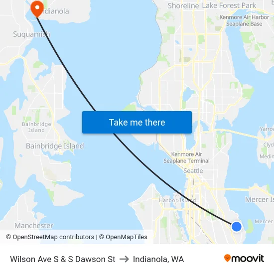 Wilson Ave S & S Dawson St to Indianola, WA map