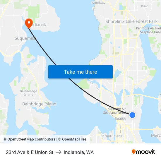 23rd Ave & E Union St to Indianola, WA map