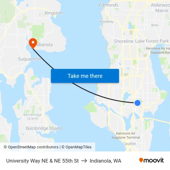 University Way NE & NE 55th St to Indianola, WA map