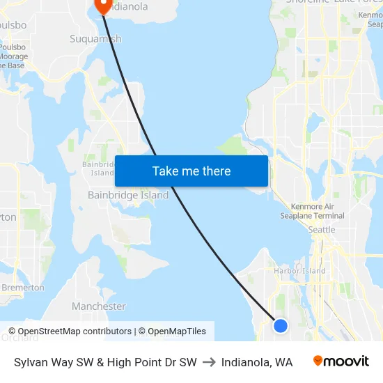 Sylvan Way SW & High Point Dr SW to Indianola, WA map