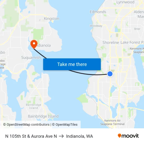 N 105th St & Aurora Ave N to Indianola, WA map