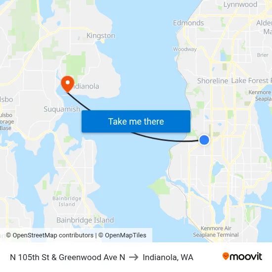 N 105th St & Greenwood Ave N to Indianola, WA map