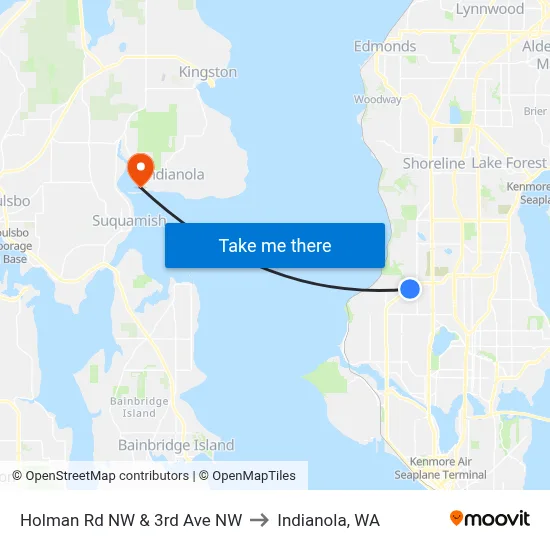 Holman Rd NW & 3rd Ave NW to Indianola, WA map