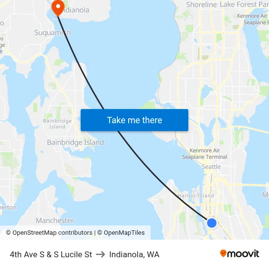 4th Ave S & S Lucile St to Indianola, WA map
