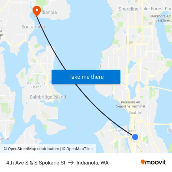 4th Ave S & S Spokane St to Indianola, WA map