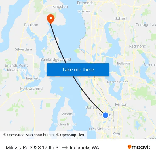 Military Rd S & S 170th St to Indianola, WA map