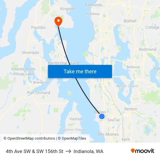 4th Ave SW & SW 156th St to Indianola, WA map