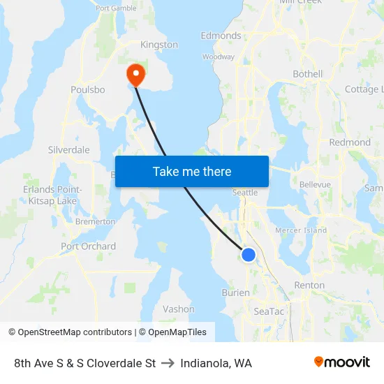 8th Ave S & S Cloverdale St to Indianola, WA map