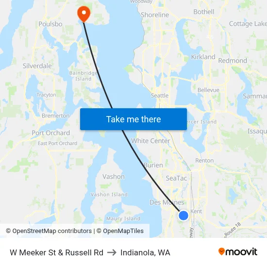 W Meeker St & Russell Rd to Indianola, WA map