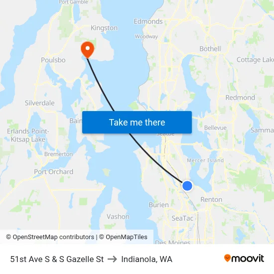51st Ave S & S Gazelle St to Indianola, WA map