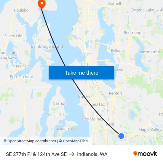 SE 277th Pl & 124th Ave SE to Indianola, WA map
