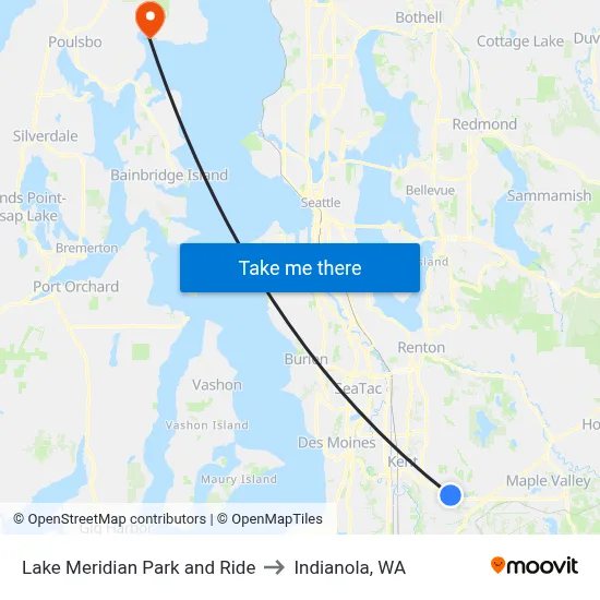 Lake Meridian Park and Ride to Indianola, WA map