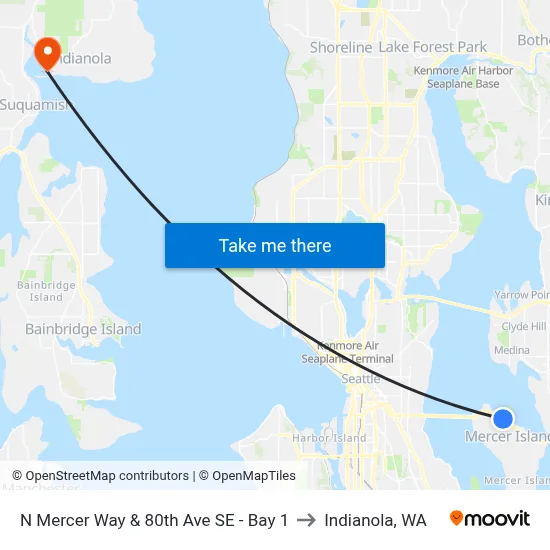 N Mercer Way & 80th Ave SE - Bay 1 to Indianola, WA map