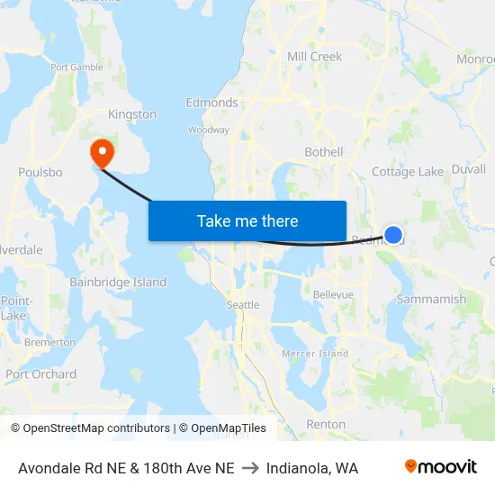 Avondale Rd NE & 180th Ave NE to Indianola, WA map