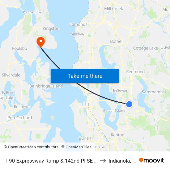 I-90 Expressway Ramp & 142nd Pl SE - Bay 4 to Indianola, WA map
