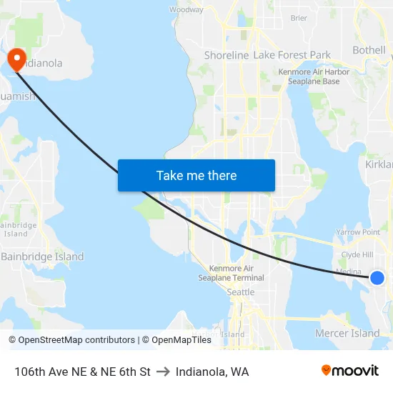 106th Ave NE & NE 6th St to Indianola, WA map