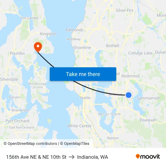 156th Ave NE & NE 10th St to Indianola, WA map