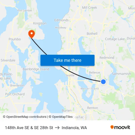 148th Ave SE & SE 28th St to Indianola, WA map