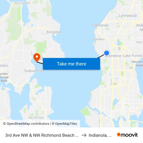 3rd Ave NW & NW Richmond Beach Rd to Indianola, WA map