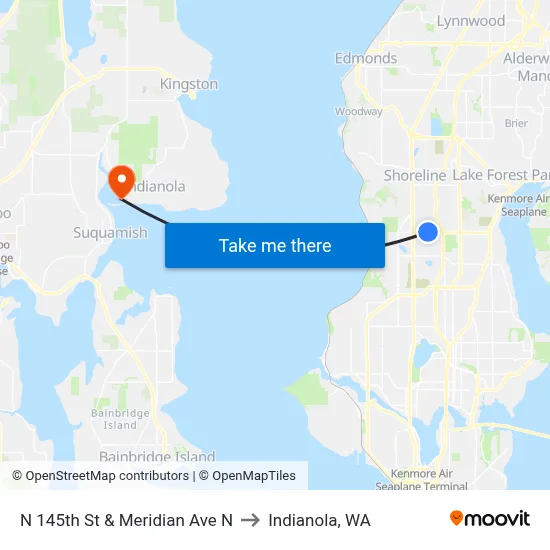 N 145th St & Meridian Ave N to Indianola, WA map