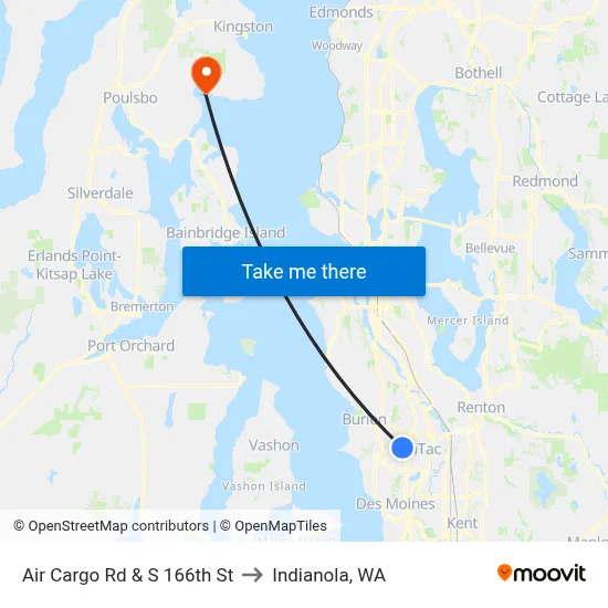 Air Cargo Rd & S 166th St to Indianola, WA map