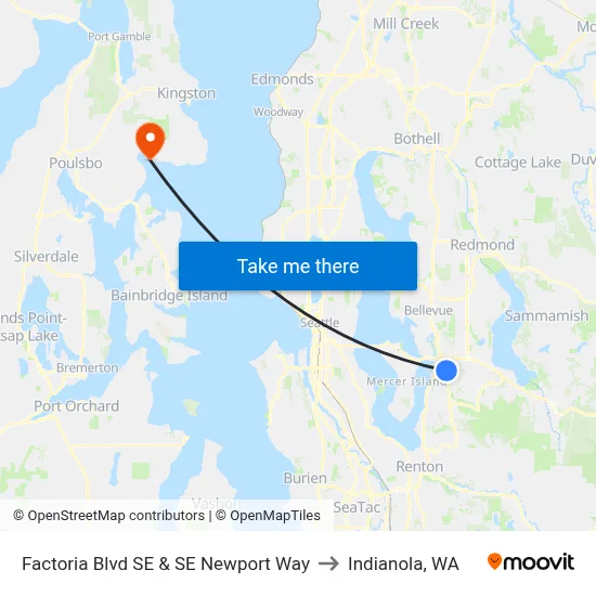 Factoria Blvd SE & SE Newport Way to Indianola, WA map