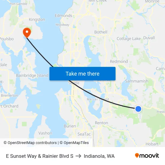 E Sunset Way & Rainier Blvd S to Indianola, WA map