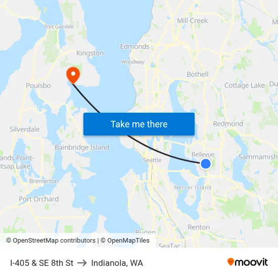I-405 & SE 8th St to Indianola, WA map