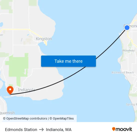 Edmonds Station to Indianola, WA map