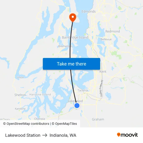 Lakewood Station to Indianola, WA map