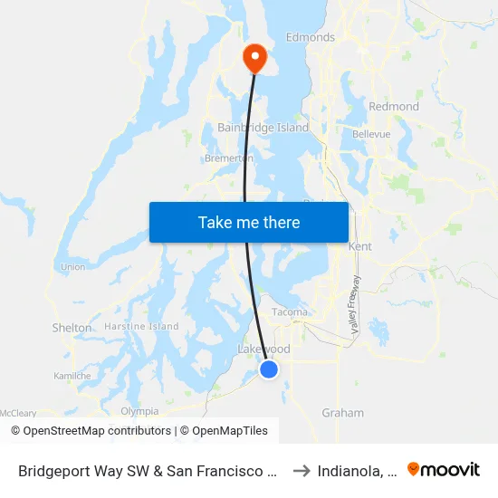 Bridgeport Way SW & San Francisco Ave SW to Indianola, WA map