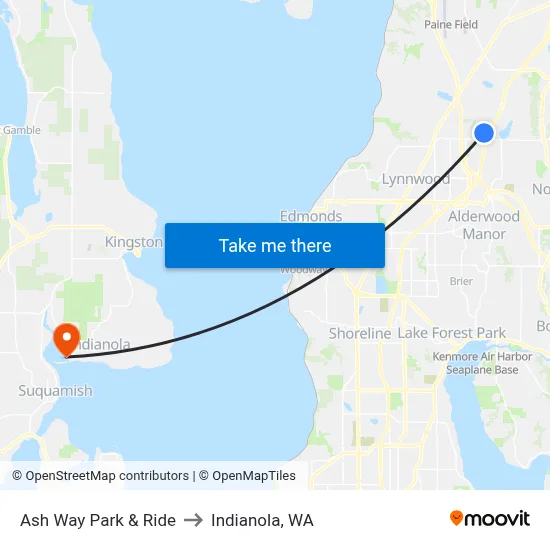 Ash Way Park & Ride to Indianola, WA map