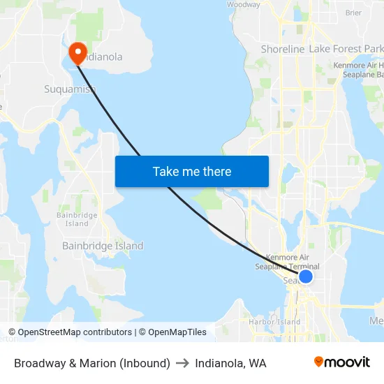 Broadway & Marion (Inbound) to Indianola, WA map