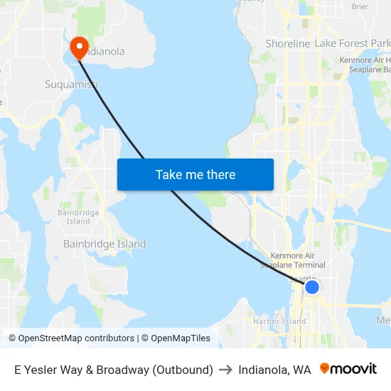E Yesler Way & Broadway (Outbound) to Indianola, WA map