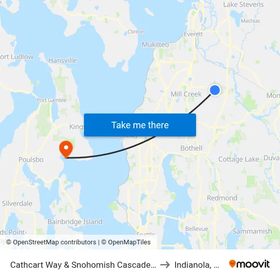Cathcart Way & Snohomish Cascade Dr to Indianola, WA map