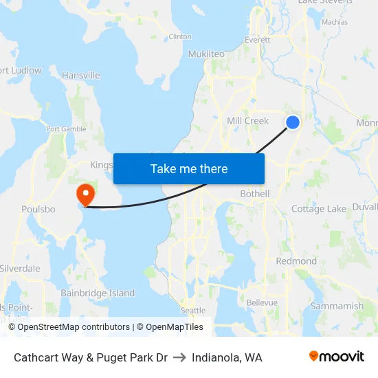 Cathcart Way & Puget Park Dr to Indianola, WA map