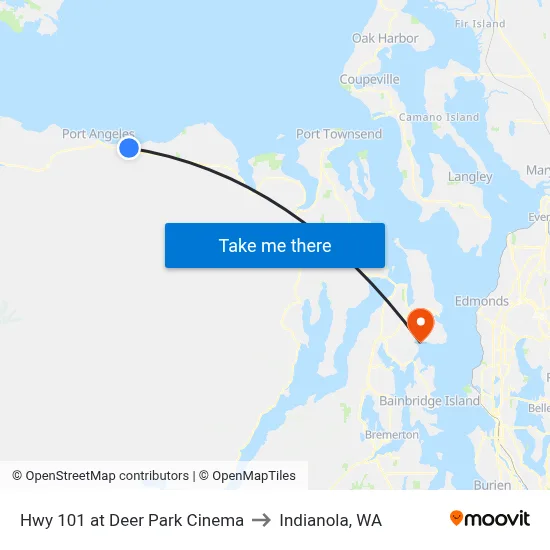 Hwy 101 at Deer Park Cinema to Indianola, WA map