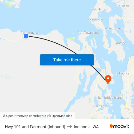 Hwy 101 and Fairmont (Inbound) to Indianola, WA map