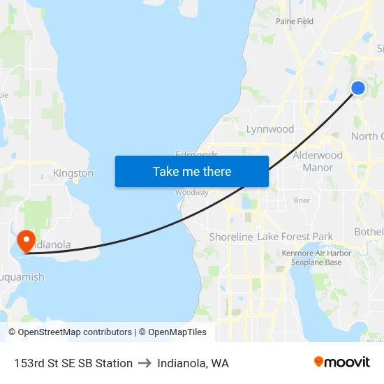 153rd St SE SB Station to Indianola, WA map