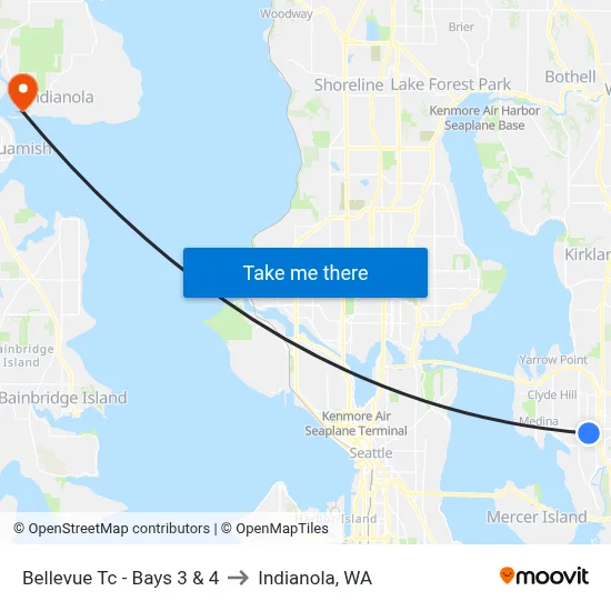 Bellevue Tc - Bays 3 & 4 to Indianola, WA map
