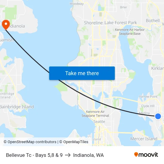 Bellevue Tc - Bays  5,8 & 9 to Indianola, WA map