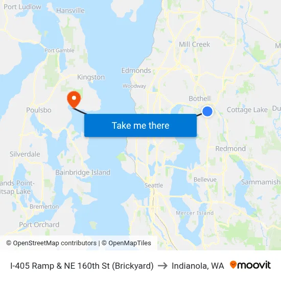 I-405 Ramp & NE 160th St (Brickyard) to Indianola, WA map