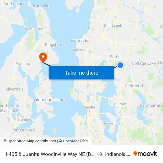 I-405 & Juanita Woodinville Way NE (Brickyard) to Indianola, WA map