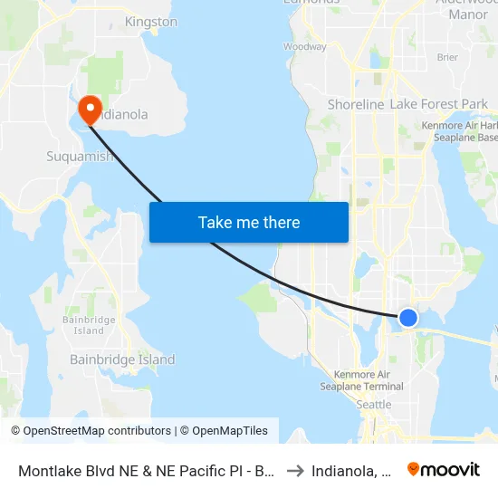 Montlake Blvd NE & NE Pacific Pl - Bay 3 to Indianola, WA map
