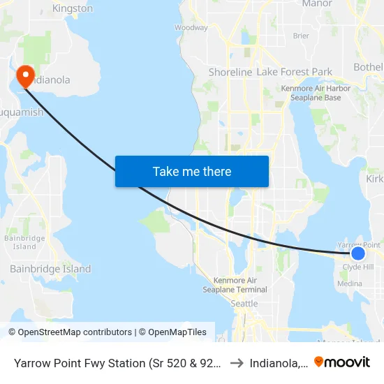 Yarrow Point Fwy Station (Sr 520 & 92nd Ave Ne) to Indianola, WA map