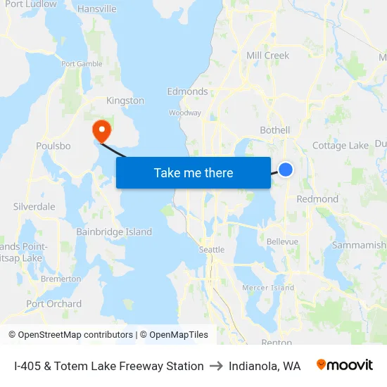 I-405 & Totem Lake Freeway Station to Indianola, WA map