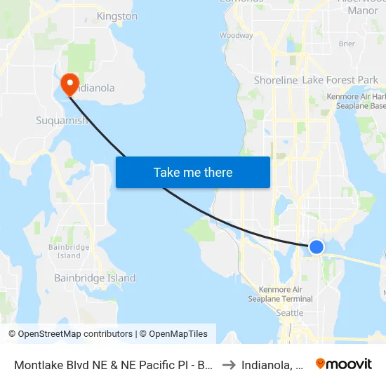 Montlake Blvd NE & NE Pacific Pl - Bay 4 to Indianola, WA map