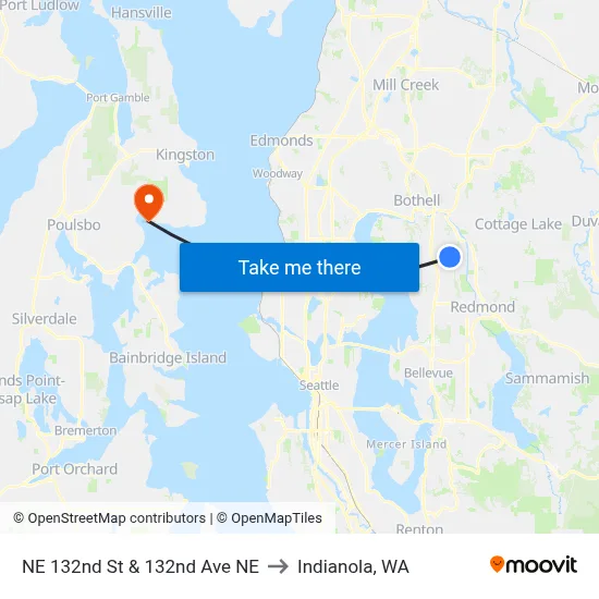NE 132nd St & 132nd Ave NE to Indianola, WA map